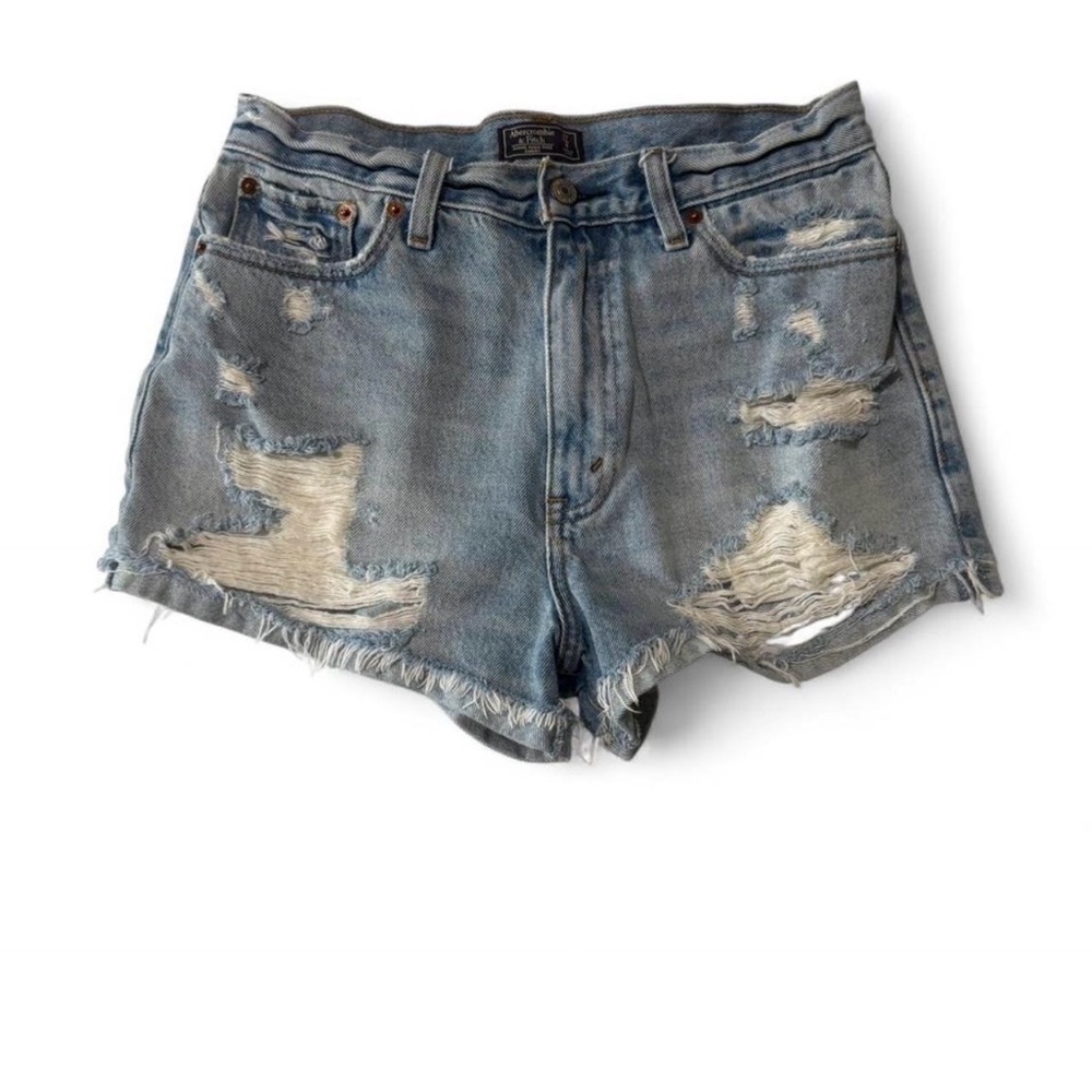 Abercrombie & Fitch Y2K Annie High Rise Distressed Shorts with Frayed Hem